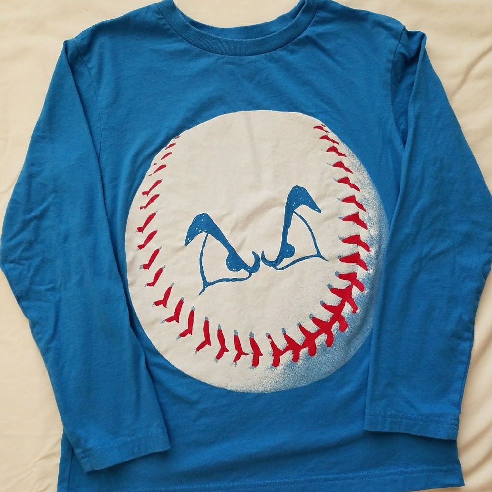Blue long sleeve baseball shirt